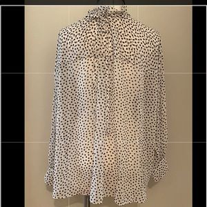 ZARA polkadot button down blouse